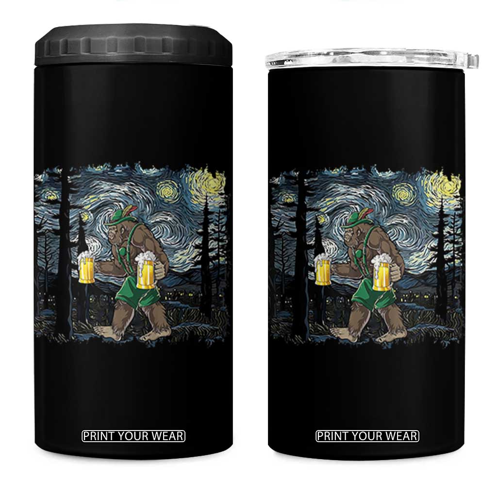 Funny Oktoberfest Bigfoot 4 in 1 Can Cooler Tumbler Starry Night German Sasquatch Beer Lederhose TS10 One Size: 16 oz Black Print Your Wear