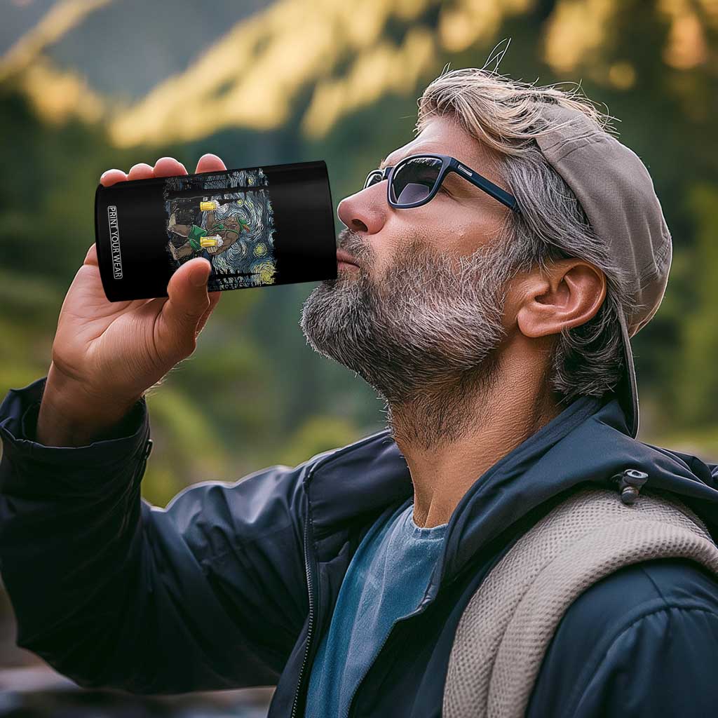 Funny Oktoberfest Bigfoot 4 in 1 Can Cooler Tumbler Starry Night German Sasquatch Beer Lederhose TS10 Print Your Wear