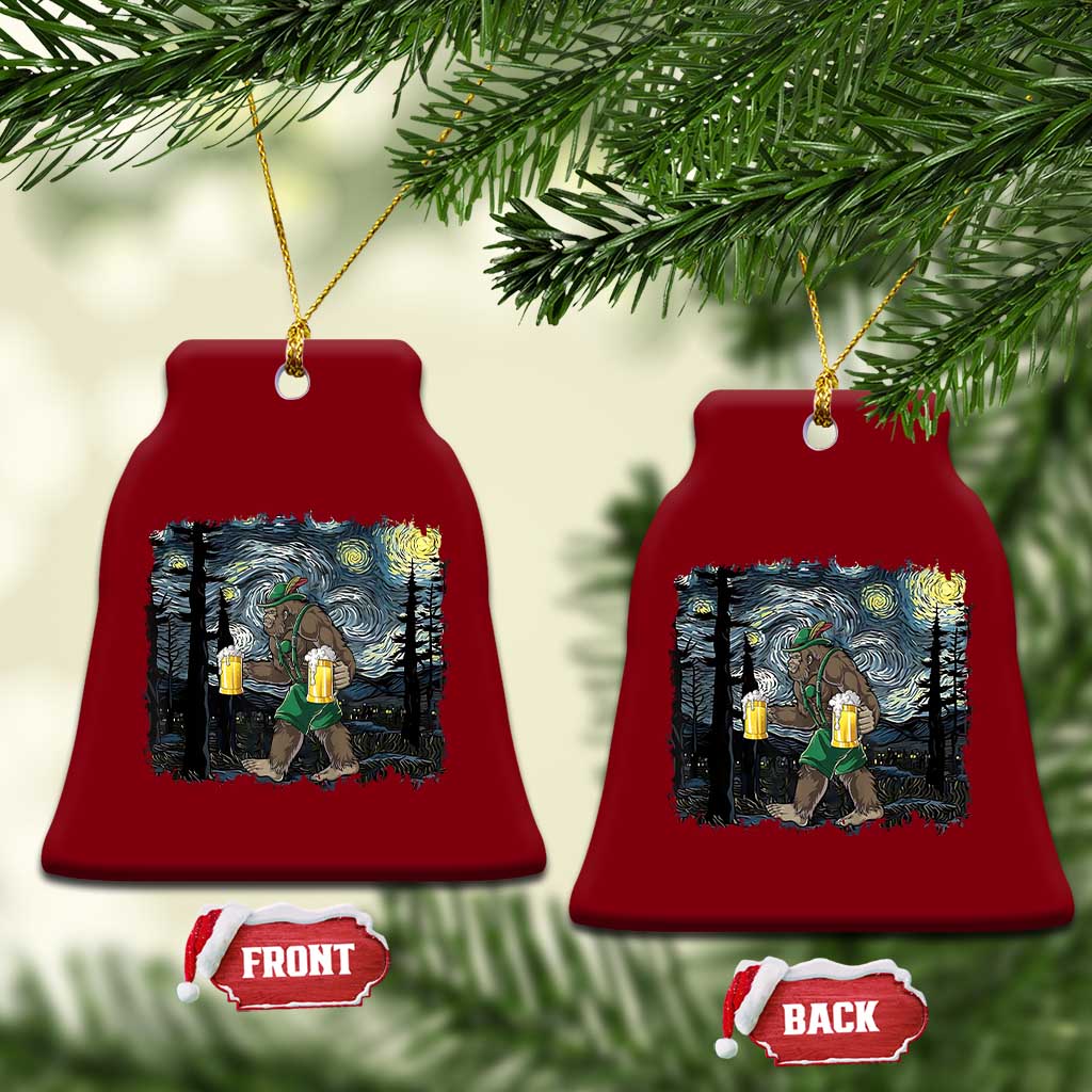 Funny Oktoberfest Bigfoot Ceramic Ornament Starry Night German Sasquatch Beer Lederhose TS10 Print Your Wear