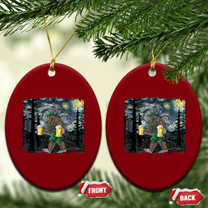 Funny Oktoberfest Bigfoot Ceramic Ornament Starry Night German Sasquatch Beer Lederhose TS10 Print Your Wear