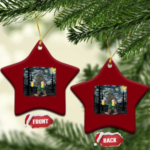 Funny Oktoberfest Bigfoot Ceramic Ornament Starry Night German Sasquatch Beer Lederhose TS10 Print Your Wear