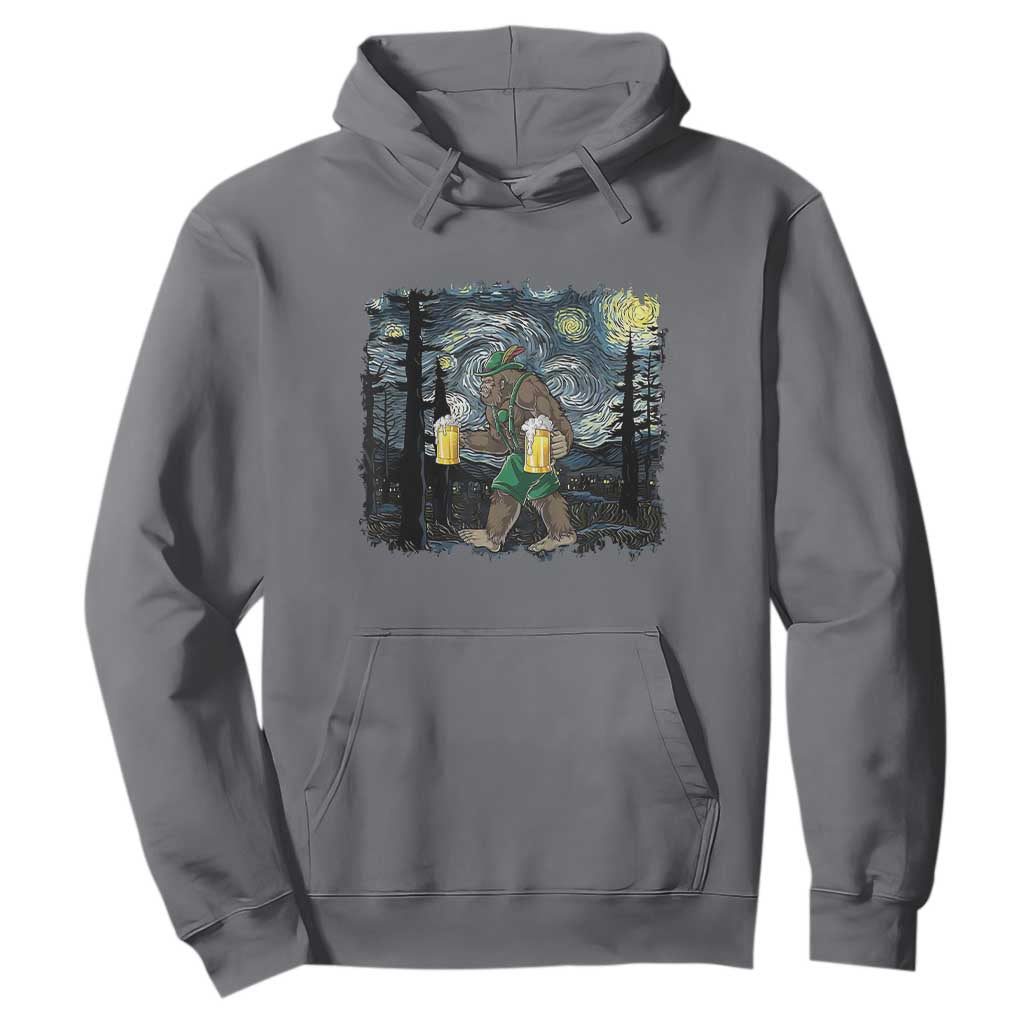 Funny Oktoberfest Bigfoot Hoodie Starry Night German Sasquatch Beer Lederhose TS10 Charcoal Print Your Wear