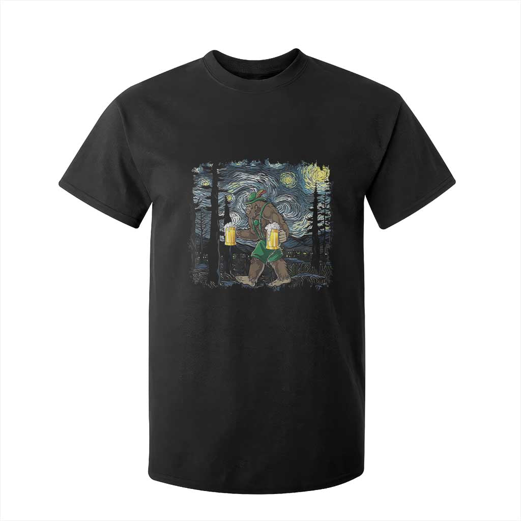 Funny Oktoberfest Bigfoot T Shirt For Kid Starry Night German Sasquatch Beer Lederhose TS10 Black Print Your Wear