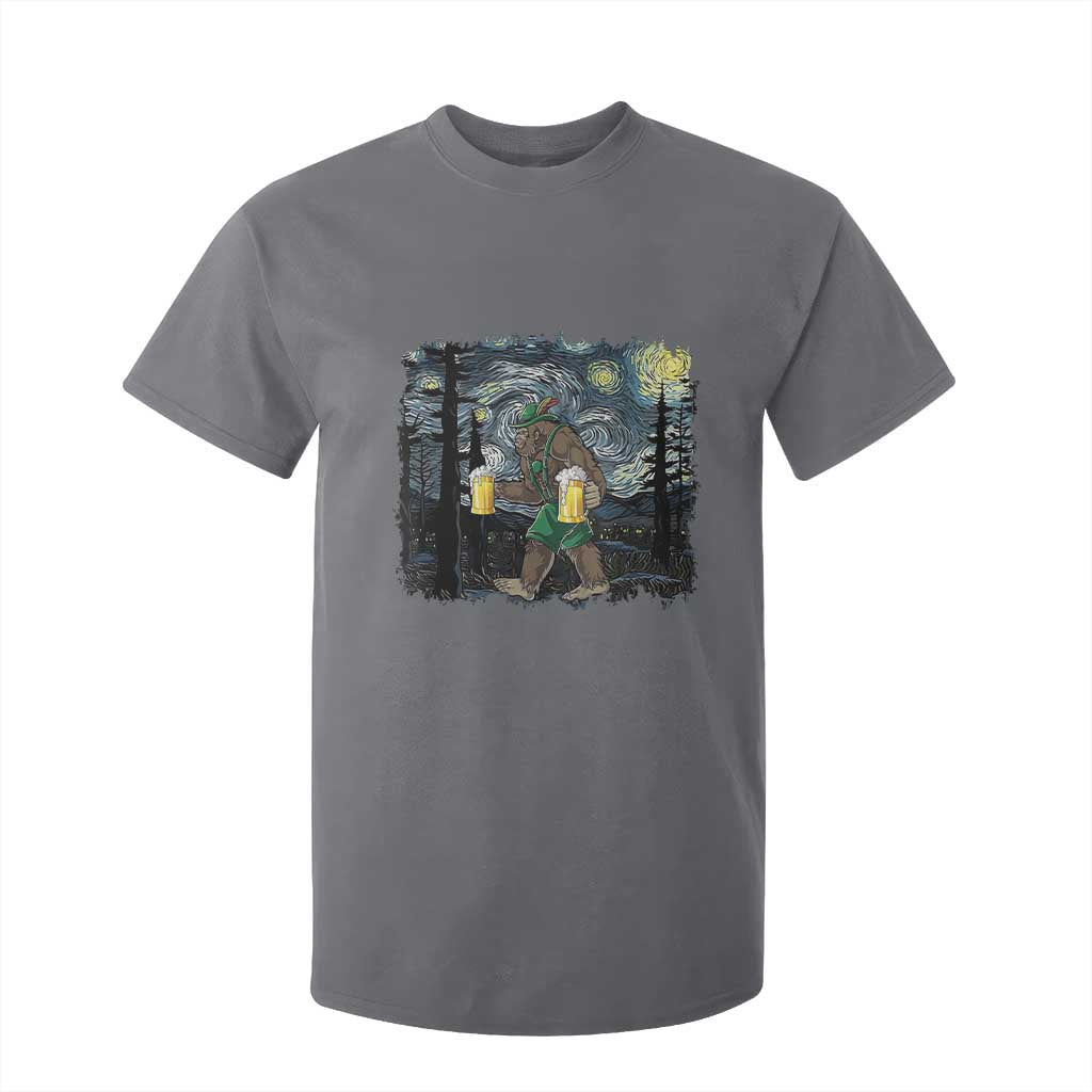 Funny Oktoberfest Bigfoot T Shirt For Kid Starry Night German Sasquatch Beer Lederhose TS10 Charcoal Print Your Wear