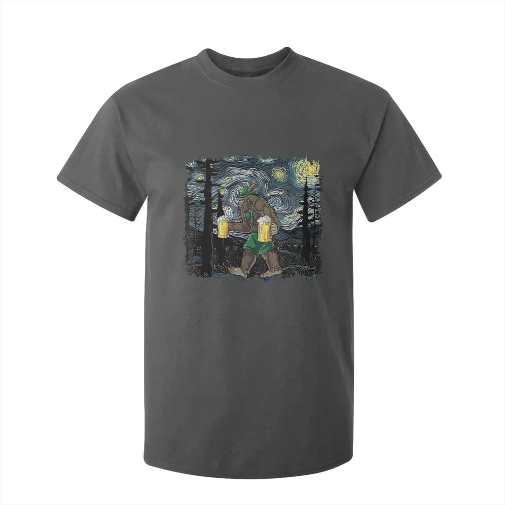 Funny Oktoberfest Bigfoot T Shirt For Kid Starry Night German Sasquatch Beer Lederhose TS10 Dark Heather Print Your Wear