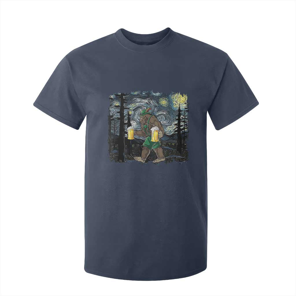 Funny Oktoberfest Bigfoot T Shirt For Kid Starry Night German Sasquatch Beer Lederhose TS10 Navy Print Your Wear