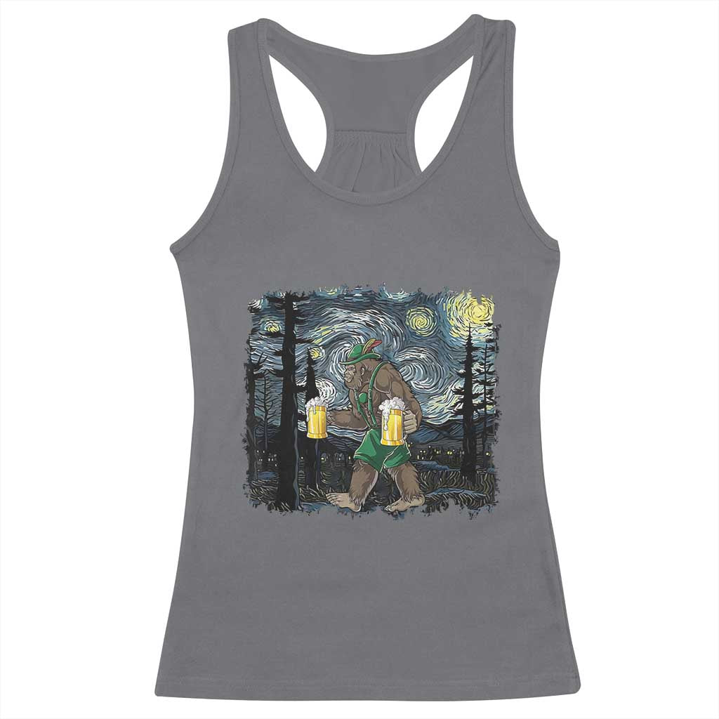 Funny Oktoberfest Bigfoot Racerback Tank Top Starry Night German Sasquatch Beer Lederhose TS10 Charcoal Print Your Wear