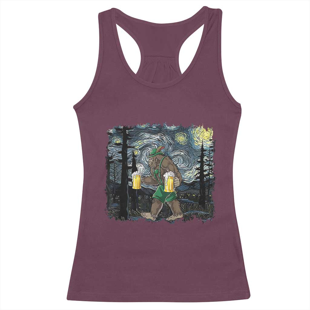 Funny Oktoberfest Bigfoot Racerback Tank Top Starry Night German Sasquatch Beer Lederhose TS10 Maroon Print Your Wear