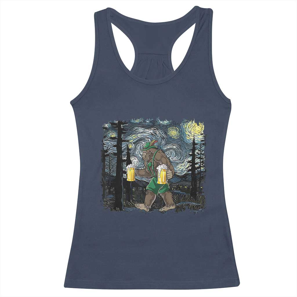Funny Oktoberfest Bigfoot Racerback Tank Top Starry Night German Sasquatch Beer Lederhose TS10 Navy Print Your Wear