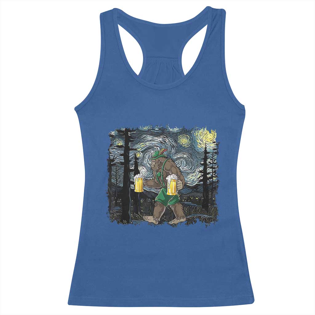 Funny Oktoberfest Bigfoot Racerback Tank Top Starry Night German Sasquatch Beer Lederhose TS10 Royal Blue Print Your Wear