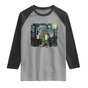 Funny Oktoberfest Bigfoot Raglan Shirt Starry Night German Sasquatch Beer Lederhose TS10 Sport Gray Black Print Your Wear