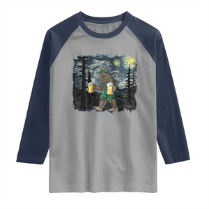 Funny Oktoberfest Bigfoot Raglan Shirt Starry Night German Sasquatch Beer Lederhose TS10 Sport Gray Navy Print Your Wear