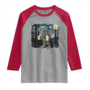Funny Oktoberfest Bigfoot Raglan Shirt Starry Night German Sasquatch Beer Lederhose TS10 Sport Gray Red Print Your Wear
