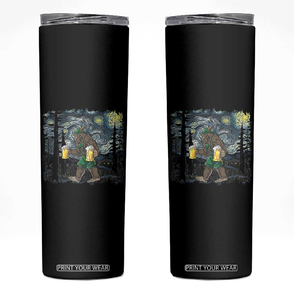 Funny Oktoberfest Bigfoot Skinny Tumbler Starry Night German Sasquatch Beer Lederhose TS10 Black Print Your Wear