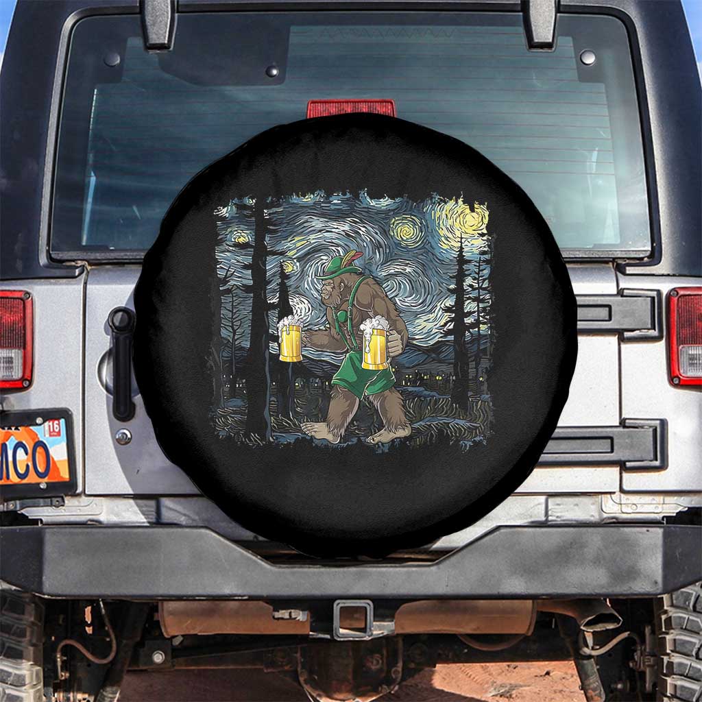 Funny Oktoberfest Bigfoot Spare Tire Cover Starry Night German Sasquatch Beer Lederhose TS10 No hole Black Print Your Wear