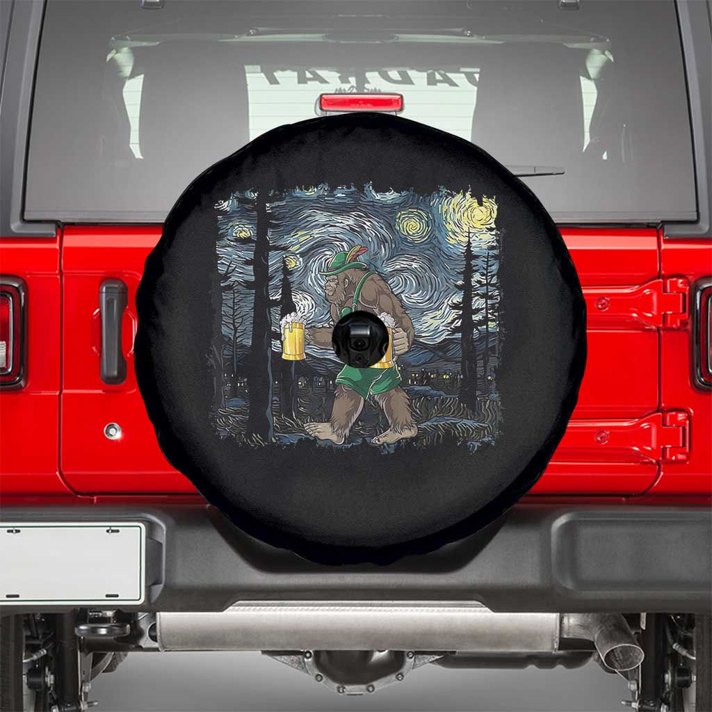 Funny Oktoberfest Bigfoot Spare Tire Cover Starry Night German Sasquatch Beer Lederhose TS10 Black Print Your Wear