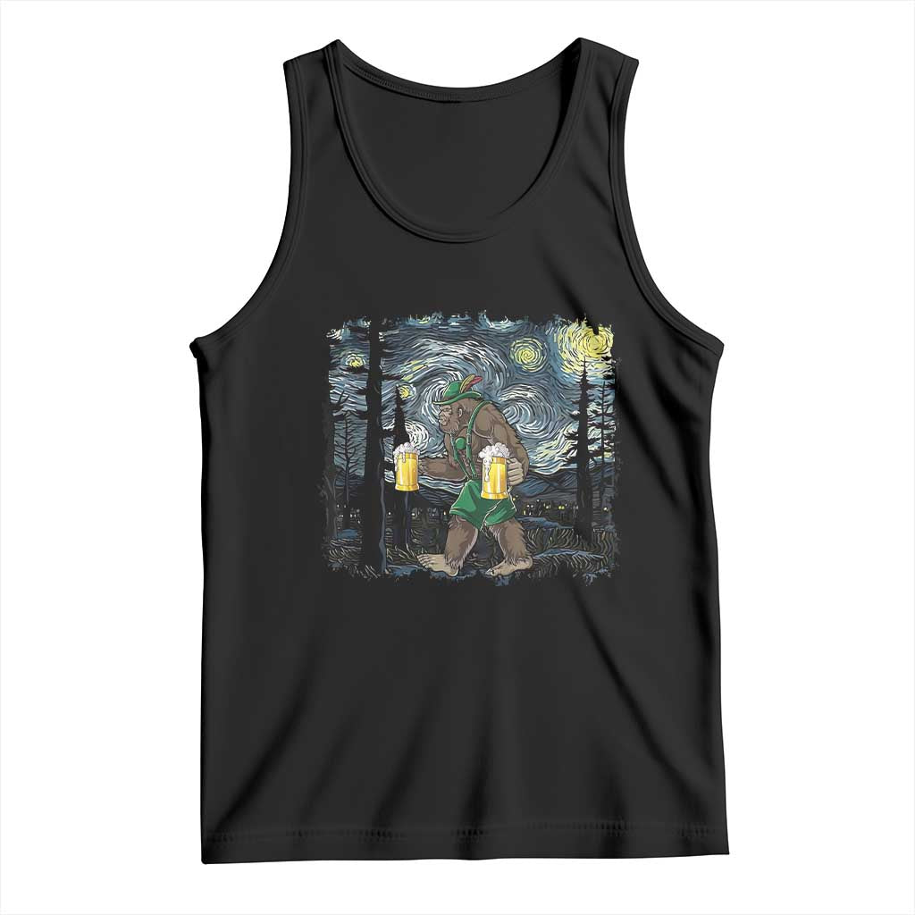 Funny Oktoberfest Bigfoot Tank Top Starry Night German Sasquatch Beer Lederhose TS10 Black Print Your Wear