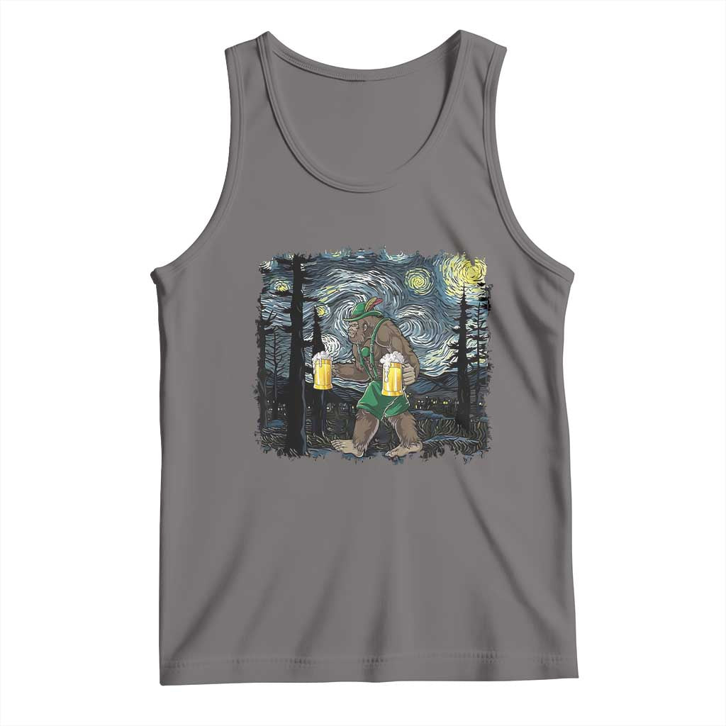 Funny Oktoberfest Bigfoot Tank Top Starry Night German Sasquatch Beer Lederhose TS10 Deep Heather Print Your Wear