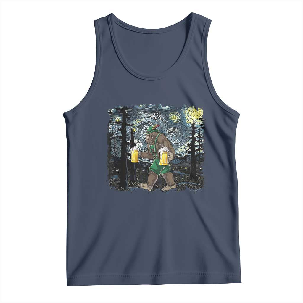 Funny Oktoberfest Bigfoot Tank Top Starry Night German Sasquatch Beer Lederhose TS10 Navy Print Your Wear