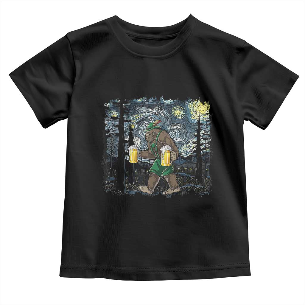 Funny Oktoberfest Bigfoot Toddler T Shirt Starry Night German Sasquatch Beer Lederhose TS10 Black Print Your Wear