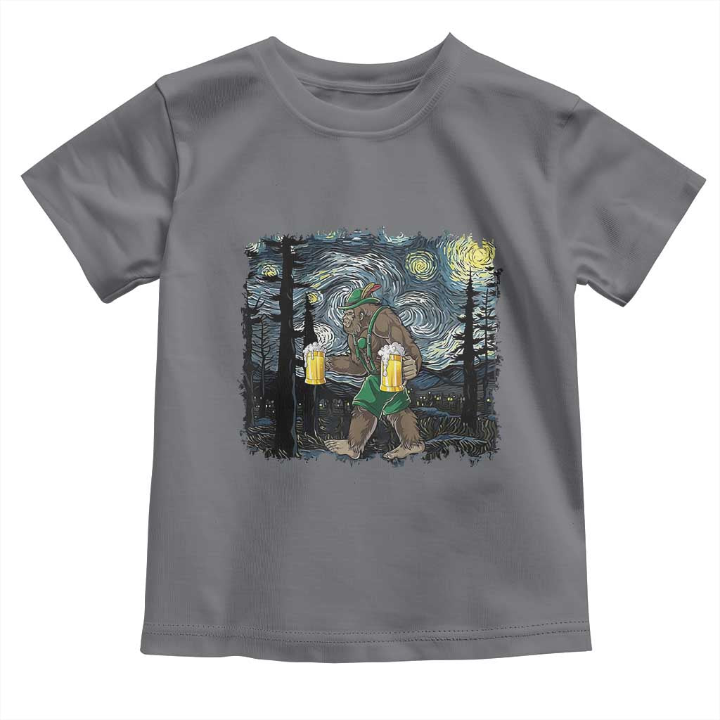 Funny Oktoberfest Bigfoot Toddler T Shirt Starry Night German Sasquatch Beer Lederhose TS10 Charcoal Print Your Wear
