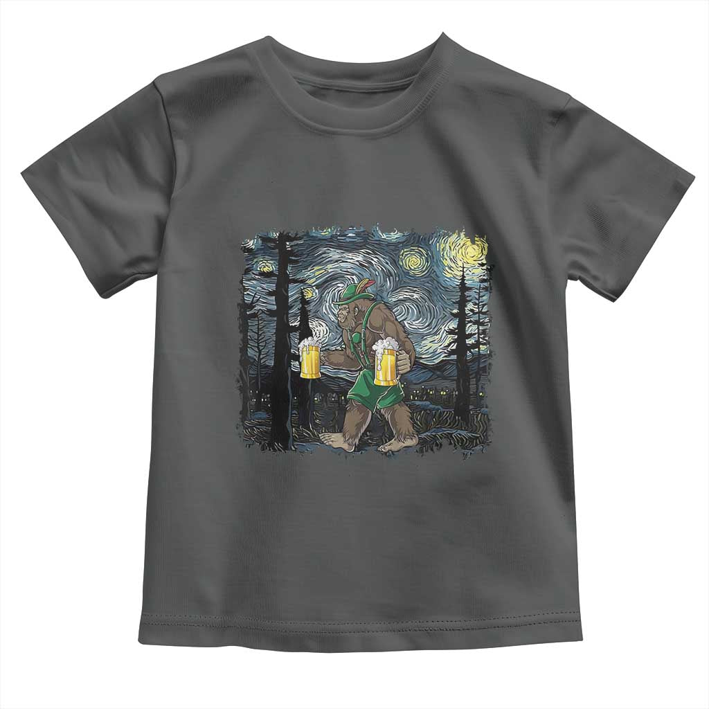 Funny Oktoberfest Bigfoot Toddler T Shirt Starry Night German Sasquatch Beer Lederhose TS10 Dark Heather Print Your Wear