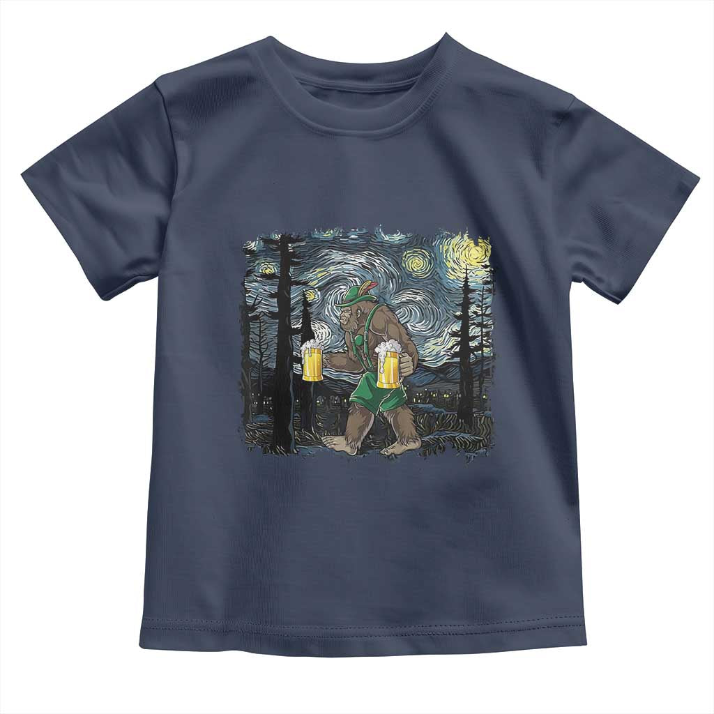 Funny Oktoberfest Bigfoot Toddler T Shirt Starry Night German Sasquatch Beer Lederhose TS10 Navy Print Your Wear