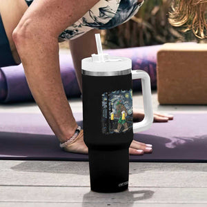 Funny Oktoberfest Bigfoot Tumbler With Handle Starry Night German Sasquatch Beer Lederhose TS10 Print Your Wear