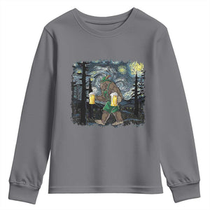 Funny Oktoberfest Bigfoot Youth Sweatshirt Starry Night German Sasquatch Beer Lederhose TS10 Charcoal Print Your Wear