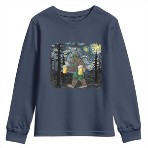Funny Oktoberfest Bigfoot Youth Sweatshirt Starry Night German Sasquatch Beer Lederhose TS10 Navy Print Your Wear