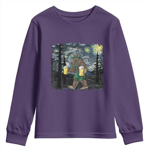 Funny Oktoberfest Bigfoot Youth Sweatshirt Starry Night German Sasquatch Beer Lederhose TS10 Purple Print Your Wear