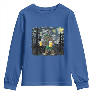 Funny Oktoberfest Bigfoot Youth Sweatshirt Starry Night German Sasquatch Beer Lederhose TS10 Royal Blue Print Your Wear