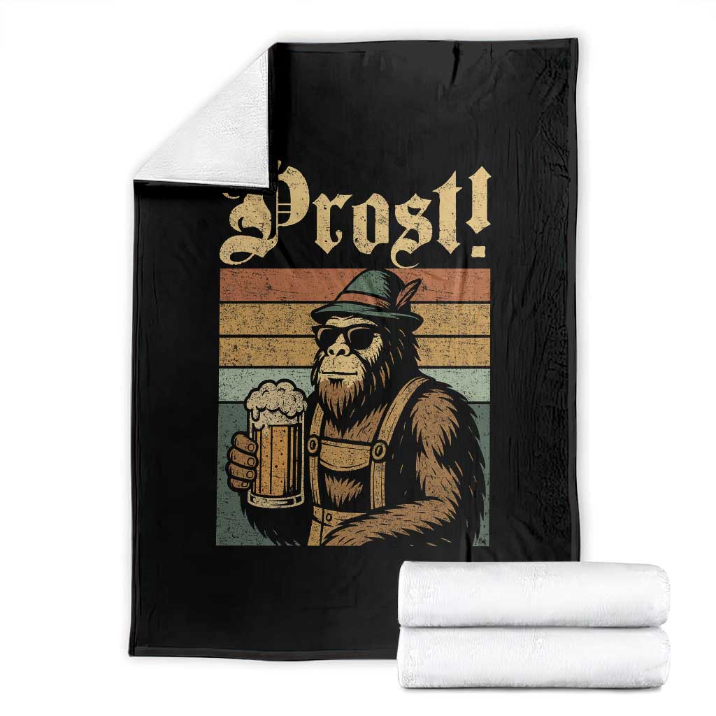 Oktoberfest Bigfoot Throw Blanket Vintage German Sasquatch Drinking Prost Lederhose TS10 Black Print Your Wear