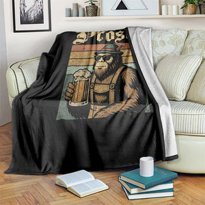Oktoberfest Bigfoot Throw Blanket Vintage German Sasquatch Drinking Prost Lederhose TS10 Print Your Wear