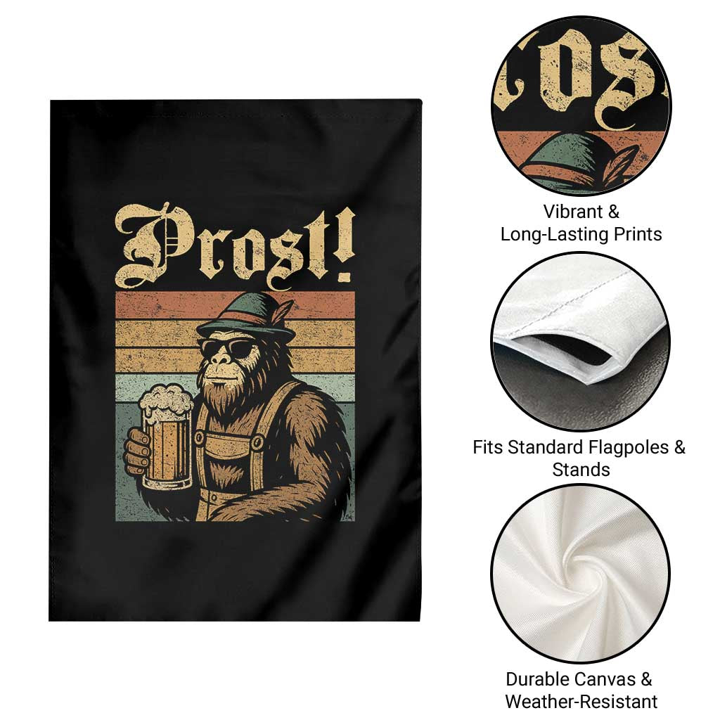 Oktoberfest Bigfoot Garden Flag Vintage German Sasquatch Drinking Prost Lederhose TS10 Print Your Wear