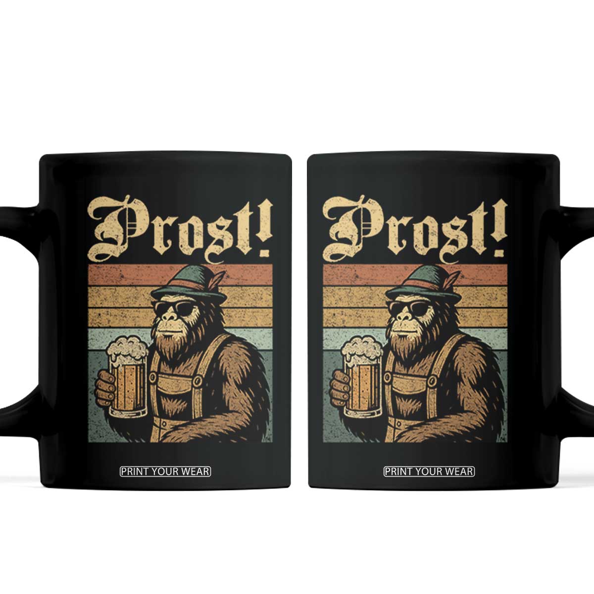 Oktoberfest Bigfoot Coffee Mug Vintage German Sasquatch Drinking Prost Lederhose TS10 Black Print Your Wear