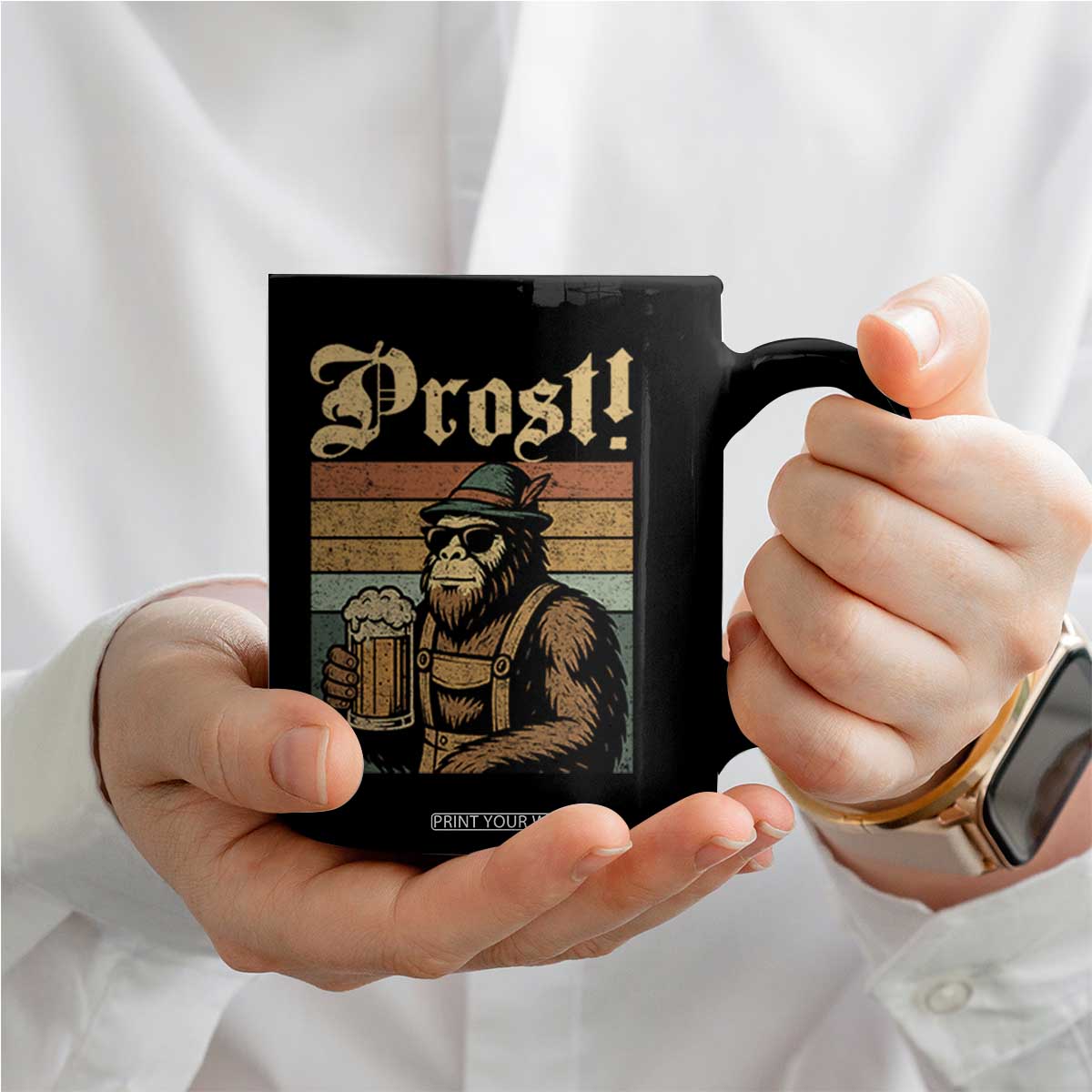 Oktoberfest Bigfoot Coffee Mug Vintage German Sasquatch Drinking Prost Lederhose TS10 Print Your Wear