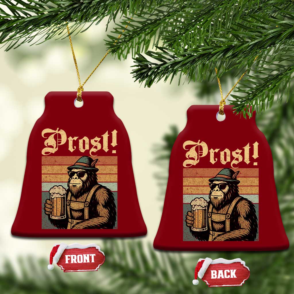 Oktoberfest Bigfoot Ceramic Ornament Vintage German Sasquatch Drinking Prost Lederhose TS10 Print Your Wear