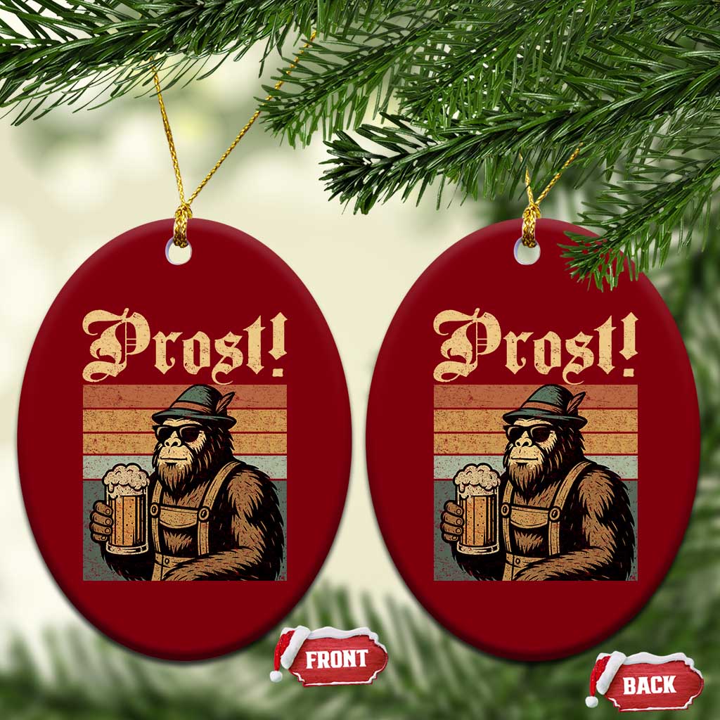 Oktoberfest Bigfoot Ceramic Ornament Vintage German Sasquatch Drinking Prost Lederhose TS10 Print Your Wear