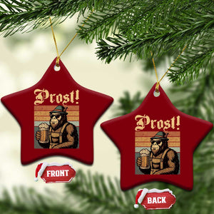 Oktoberfest Bigfoot Ceramic Ornament Vintage German Sasquatch Drinking Prost Lederhose TS10 Print Your Wear
