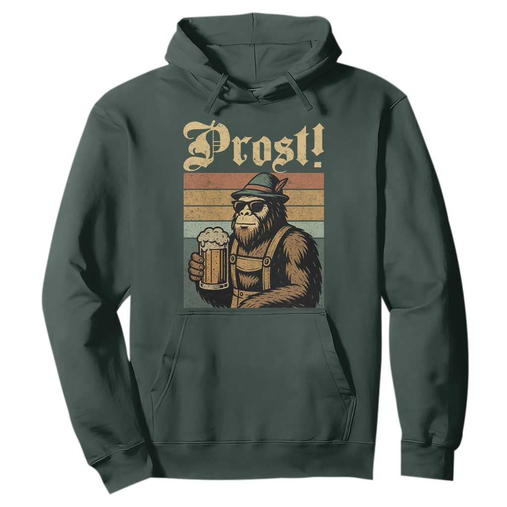 Oktoberfest Bigfoot Hoodie Vintage German Sasquatch Drinking Prost Lederhose TS10 Dark Forest Green Print Your Wear