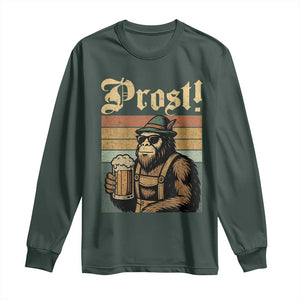 Oktoberfest Bigfoot Long Sleeve Shirt Vintage German Sasquatch Drinking Prost Lederhose TS10 Dark Forest Green Print Your Wear