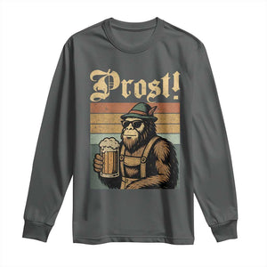 Oktoberfest Bigfoot Long Sleeve Shirt Vintage German Sasquatch Drinking Prost Lederhose TS10 Dark Heather Print Your Wear