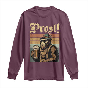 Oktoberfest Bigfoot Long Sleeve Shirt Vintage German Sasquatch Drinking Prost Lederhose TS10 Maroon Print Your Wear