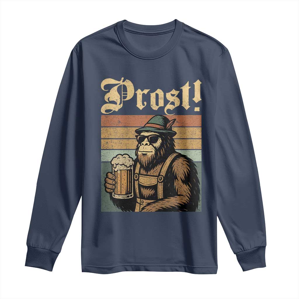 Oktoberfest Bigfoot Long Sleeve Shirt Vintage German Sasquatch Drinking Prost Lederhose TS10 Navy Print Your Wear