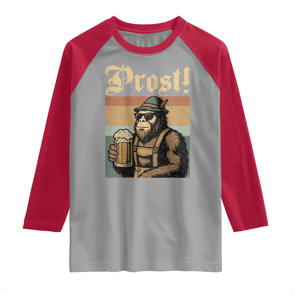 Oktoberfest Bigfoot Raglan Shirt Vintage German Sasquatch Drinking Prost Lederhose TS10 Sport Gray Red Print Your Wear