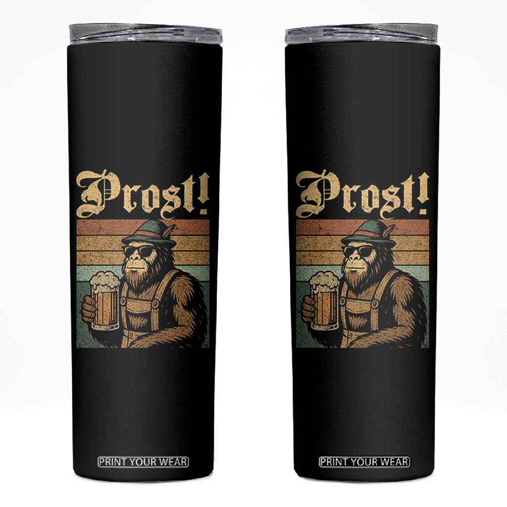 Oktoberfest Bigfoot Skinny Tumbler Vintage German Sasquatch Drinking Prost Lederhose TS10 Black Print Your Wear