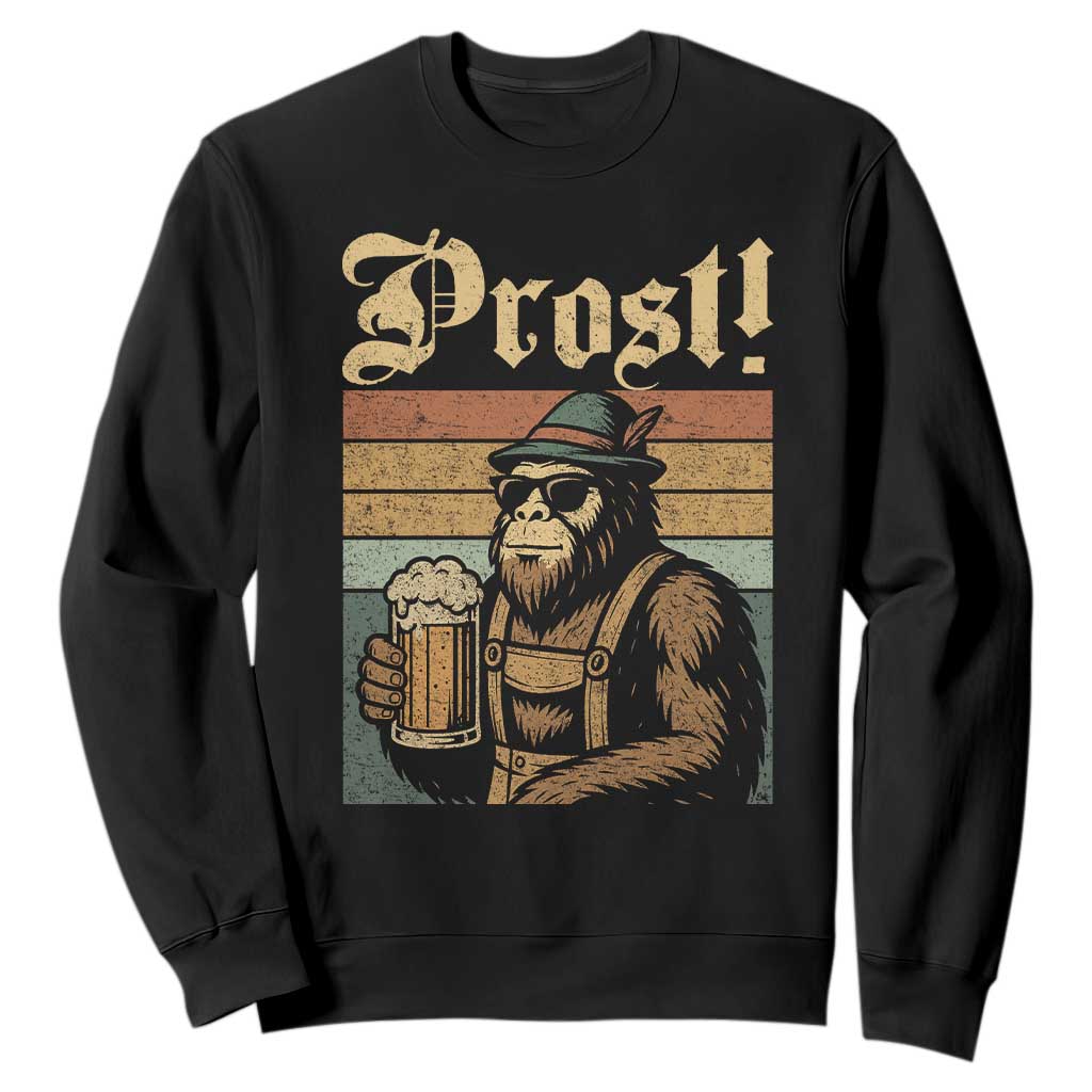Oktoberfest Bigfoot Sweatshirt Vintage German Sasquatch Drinking Prost Lederhose TS10 Black Print Your Wear
