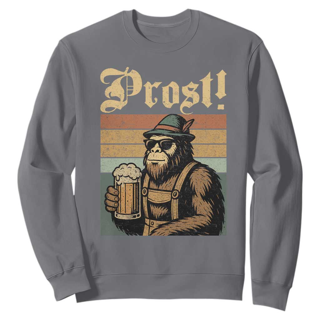 Oktoberfest Bigfoot Sweatshirt Vintage German Sasquatch Drinking Prost Lederhose TS10 Charcoal Print Your Wear
