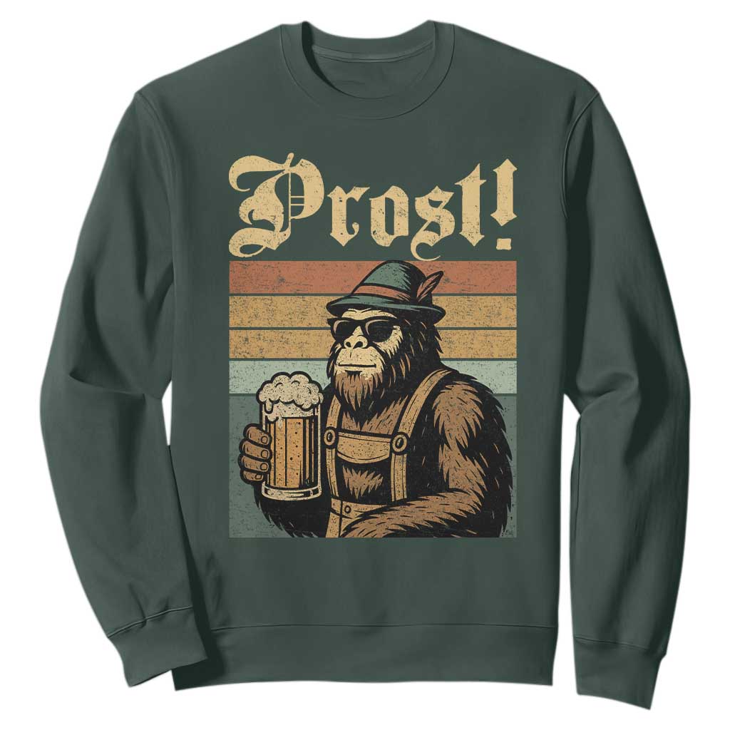 Oktoberfest Bigfoot Sweatshirt Vintage German Sasquatch Drinking Prost Lederhose TS10 Dark Forest Green Print Your Wear